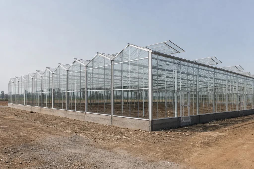 Illustrative rendering of a Venlo-style multi-span greenhouse.
